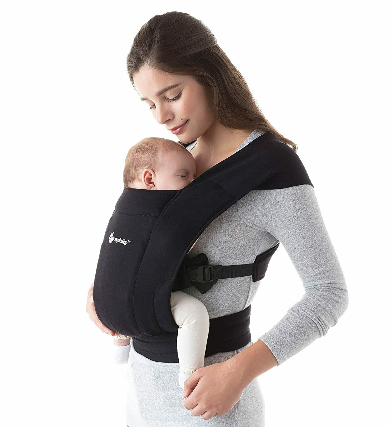 Ergobaby Embrace Cozy Newborn Baby Wrap Carrier (7-25 Pounds), Pure Black (6922724704439)